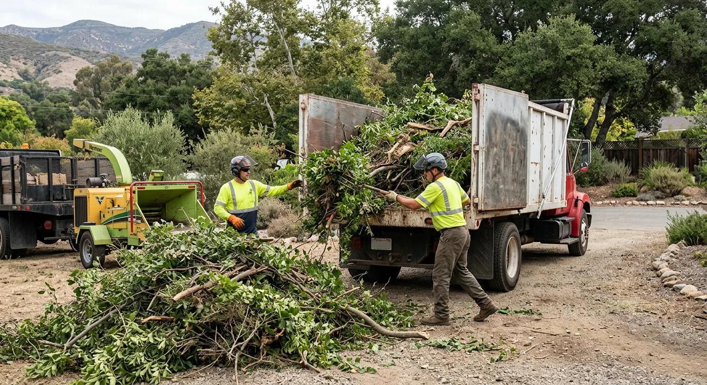 Green waste loaded for haul-away after a large brush clearing job