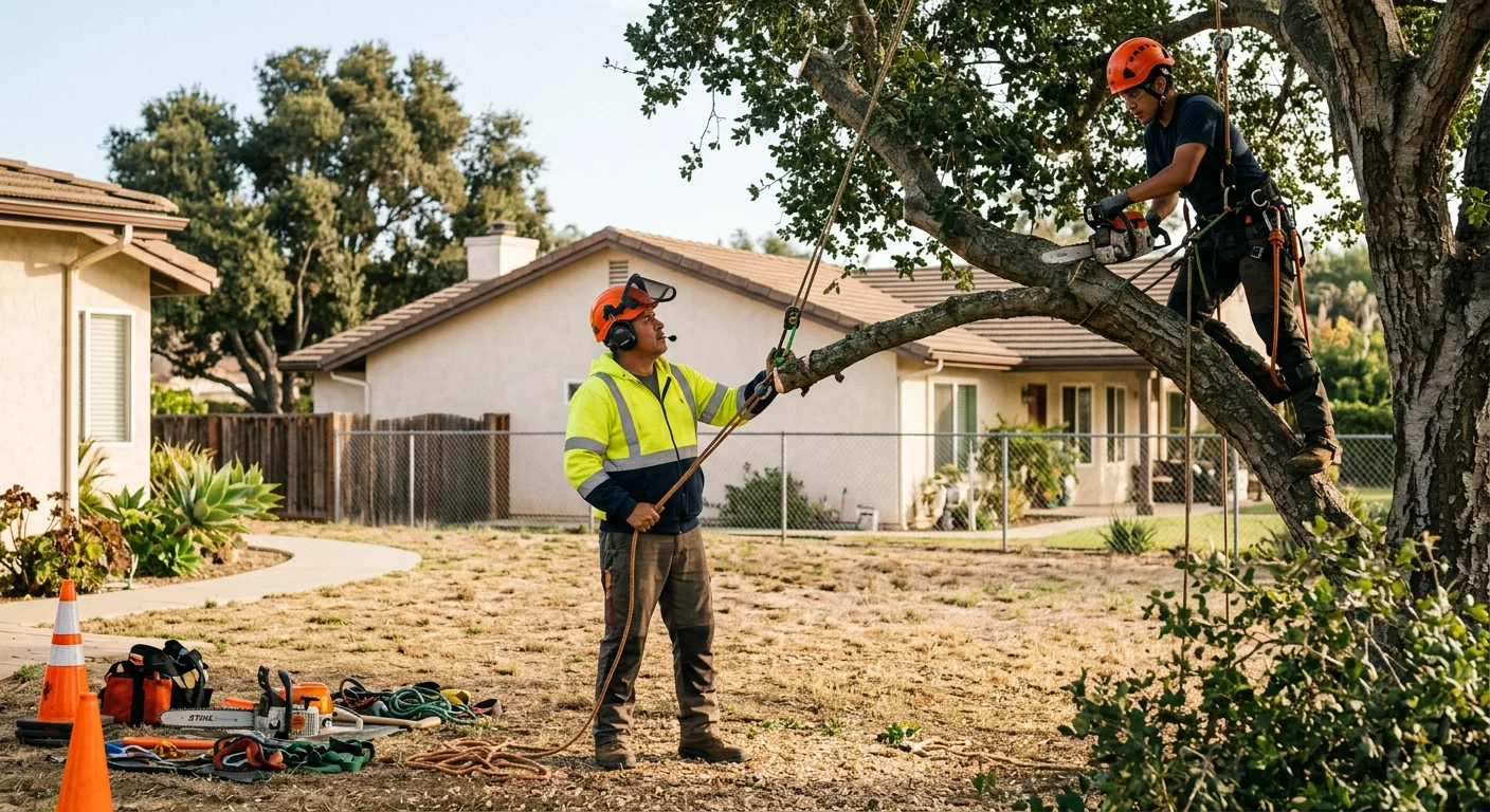 Arborist planting a young shade tree in a Carpinteria residential yard