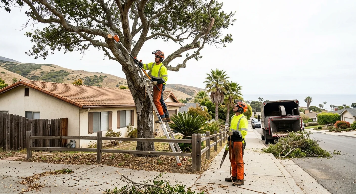 Structural pruning of a wind-exposed tree near a coastal property line