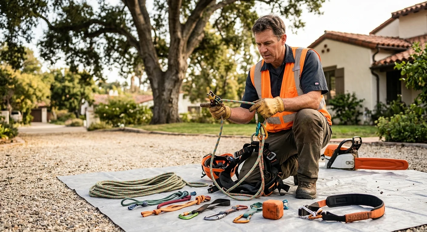 Carpinteria Tree Service Elite technician reviewing Tree Service equipment in Carpinteria, CA