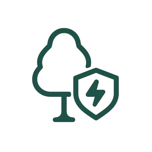 Technicians responding to a hazardous leaning tree at night