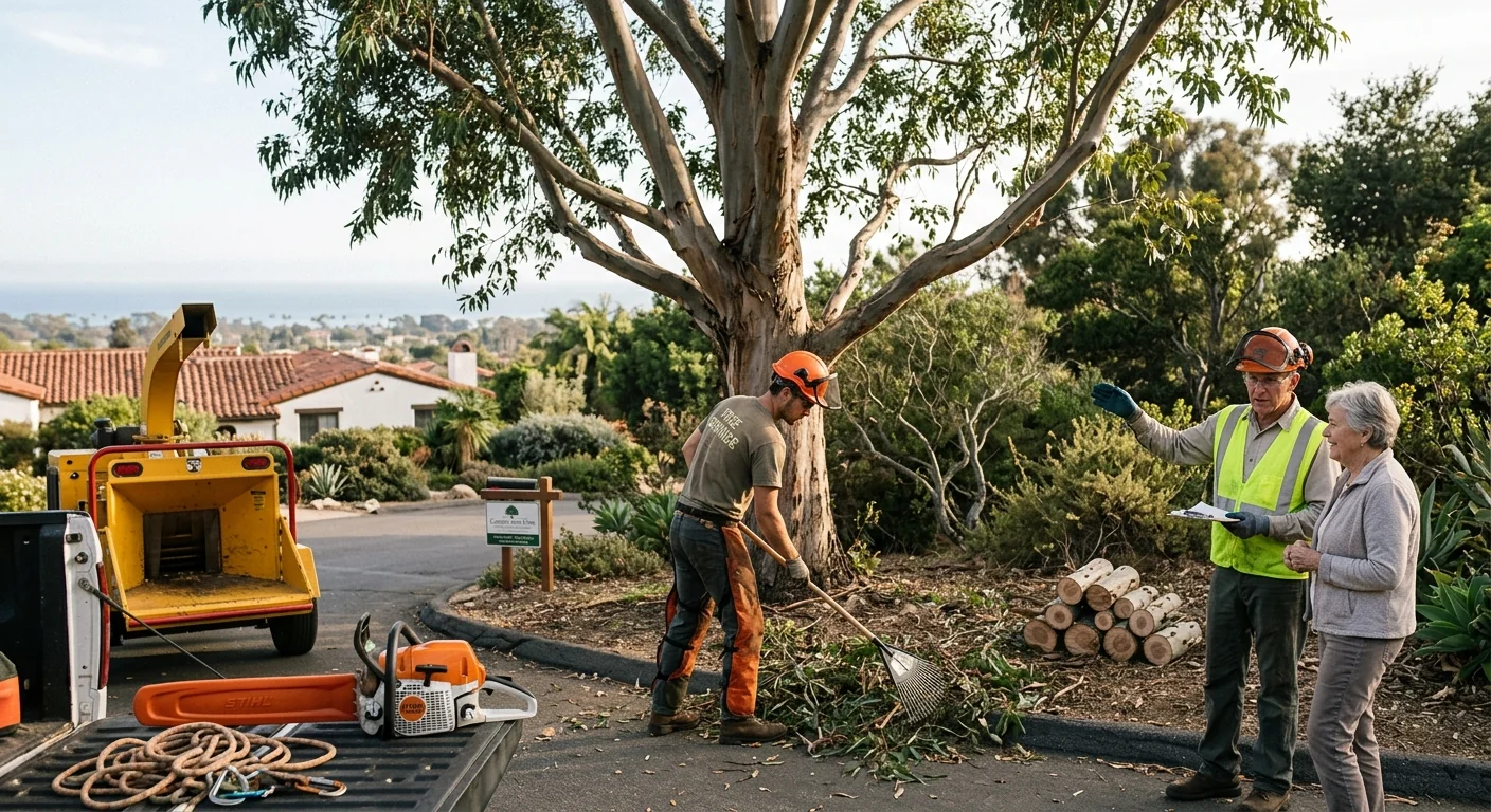 Coastal eucalyptus crown thinning finished on a Carpinteria hillside property